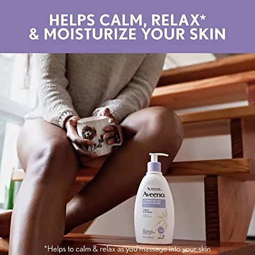 Aveeno Stress Relief Moisturizing Lotion, 12 Fl. Oz (Pack of 4)
