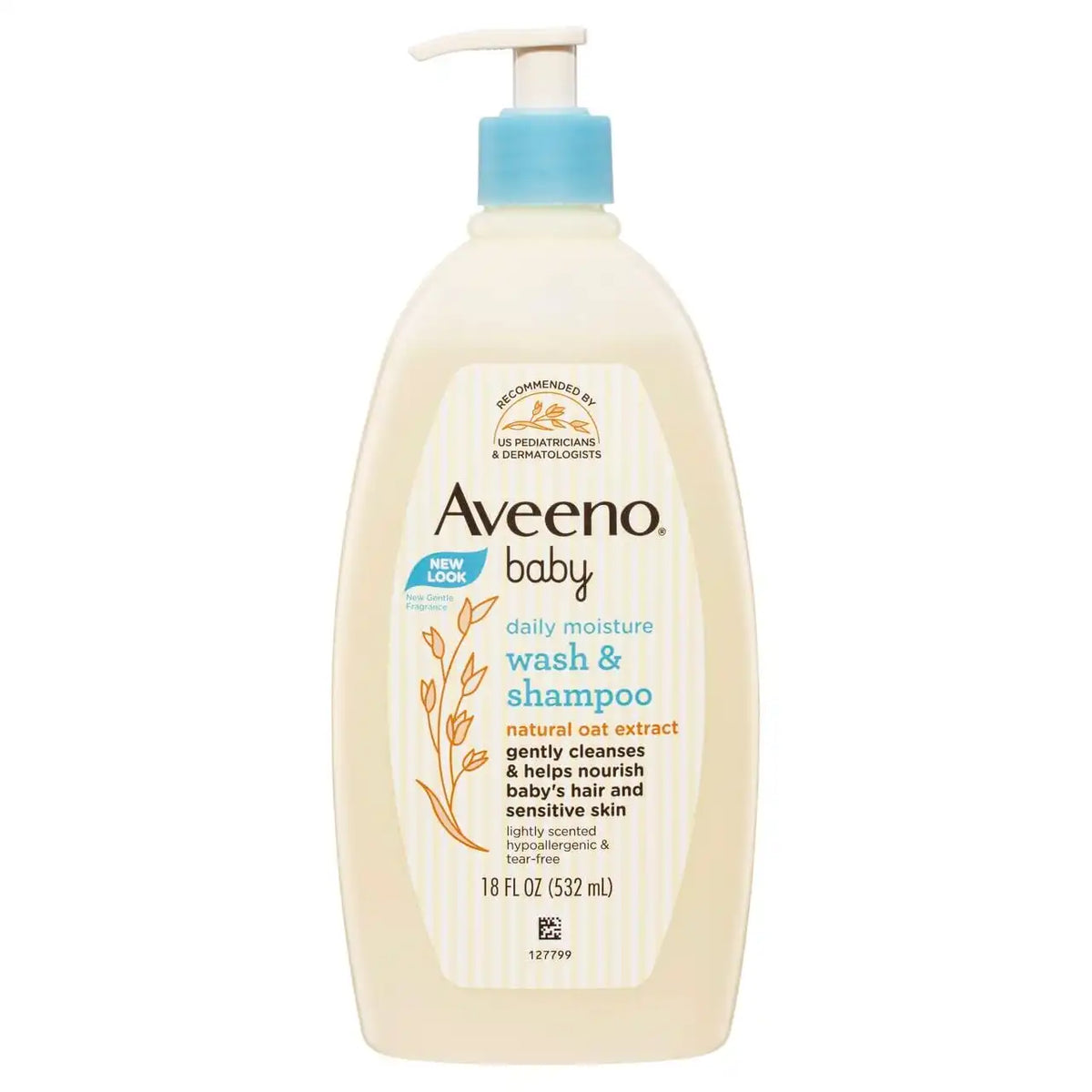 Aveeno Baby Gentle Wash & Shampoo with Natural Oat Extract, Tear-Free, 18 Fl Oz, Pack of 4