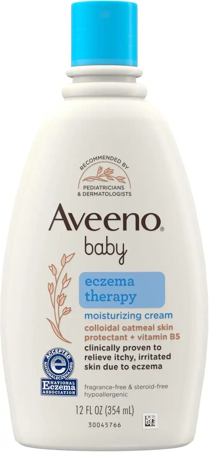 Aveeno Baby Eczema Therapy Moisturizing Cream, Natural Colloidal Oatmeal & Vitamin B5, Baby Cream for Dry, Itchy, Irritated Skin Due to Eczema, Paraben- & Steroid-Free, 12 Ounce (Pack of 12)