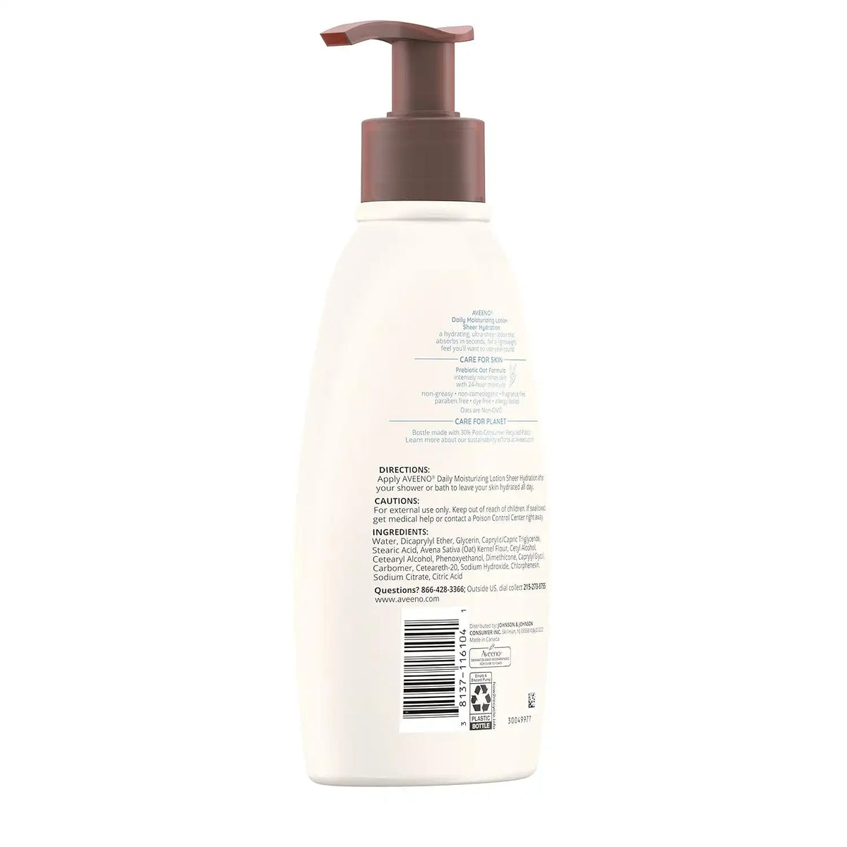 Aveeno Sheer Hydration Daily Moisturizing Fragrance-Free Lotion with Nourishing Prebiotic Oat, Fast-Absorbing Body Moisturizer for Dry Skin with Lightweight, Breathable Feel, 12 fl. oz (Pack of 2)