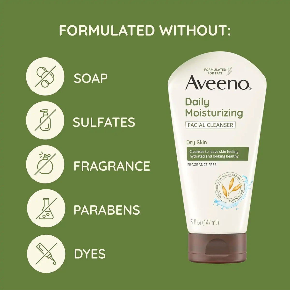 Aveeno Daily Moisturizing Facial Cleanser, 5 fl oz, 3 Pack