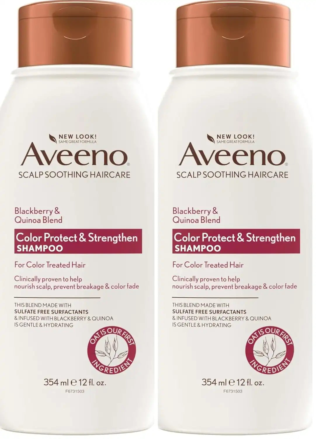 OGX Aveeno Color Protect Strengthen+ Blackberry Quinoa Shampoo, Fresh, 12 Fl Oz (Pack of 2)