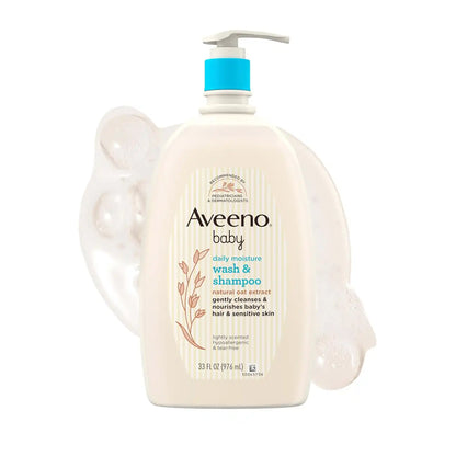 Aveeno Baby Daily Moisture Body Wash & Shampoo with Oat Extract, 33 Fl Oz (Pack of 6)