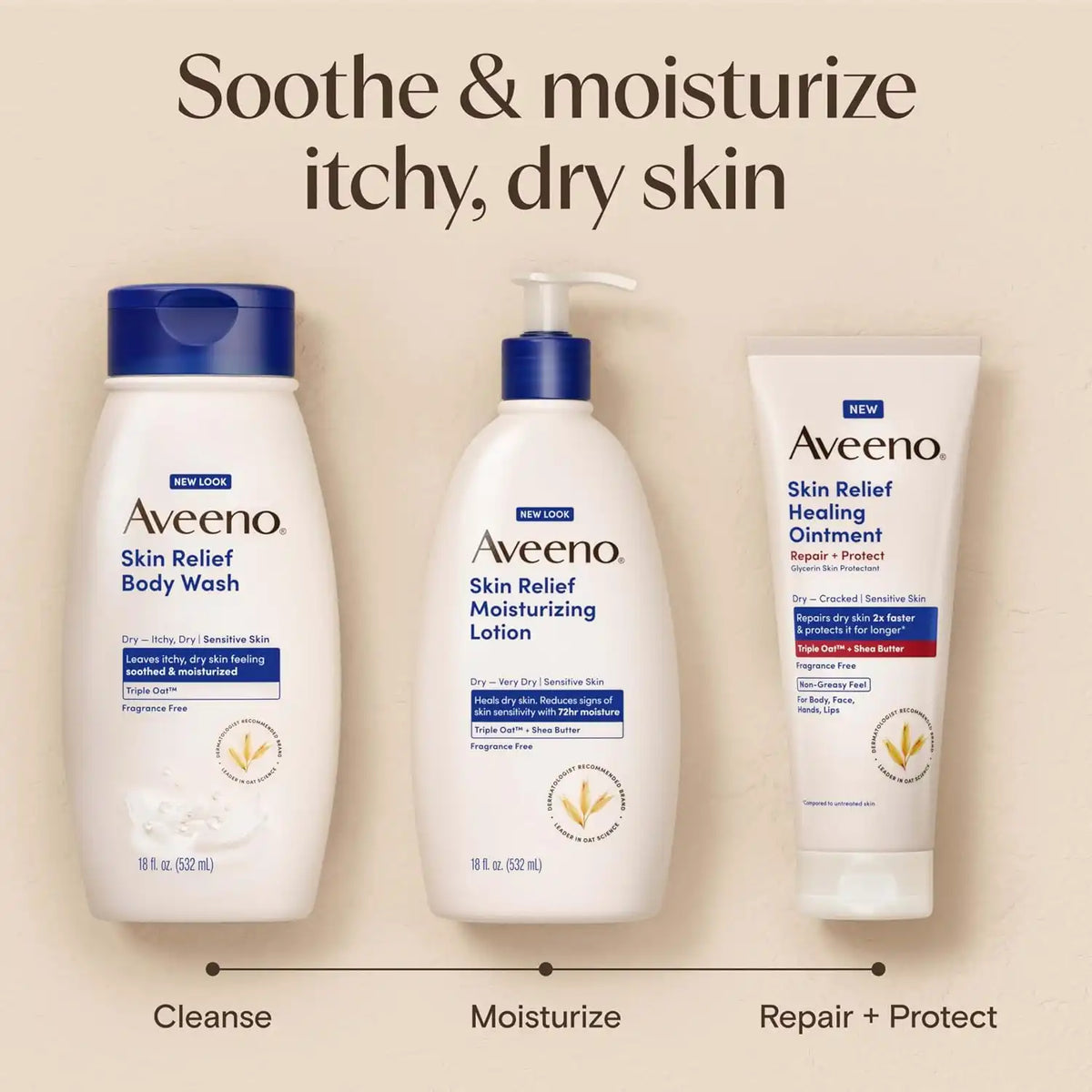 Aveeno Skin Relief Moisturizing Lotion, Fragrance-Free, 8 Fl Oz (Pack of 12)