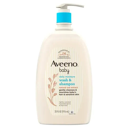 Aveeno Baby Daily Moisture Body Wash & Shampoo with Oat Extract, 33 Fl Oz (Pack of 6)