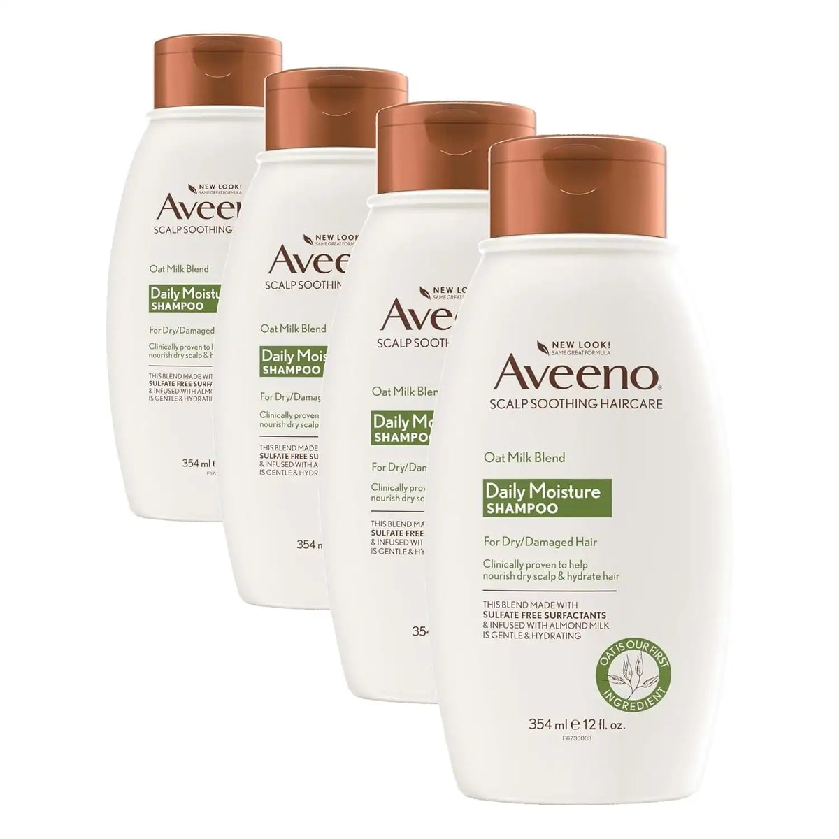 Aveeno Oat Milk Blend Moisturizing Shampoo, Ultra-Hydrating, for Dry, Damaged Hair, 12 Fl Oz (Pack of 4)