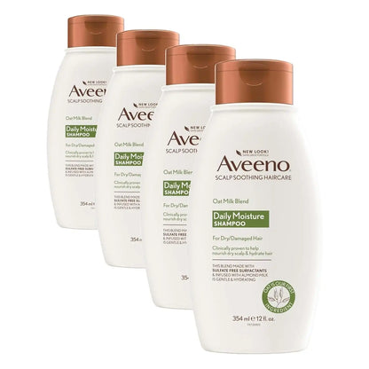 Aveeno Oat Milk Blend Moisturizing Shampoo, Ultra-Hydrating, for Dry, Damaged Hair, 12 Fl Oz (Pack of 4)