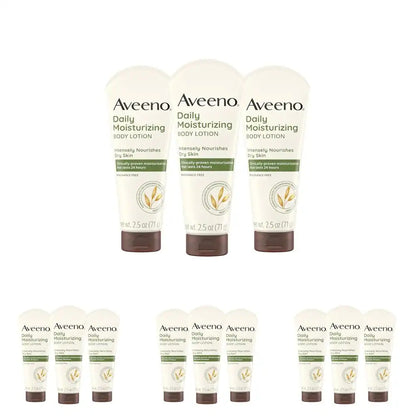 Aveeno Daily Moisturizing Body Lotion, Fragrance-Free, 2.5 Fl Oz (Pack of 12)