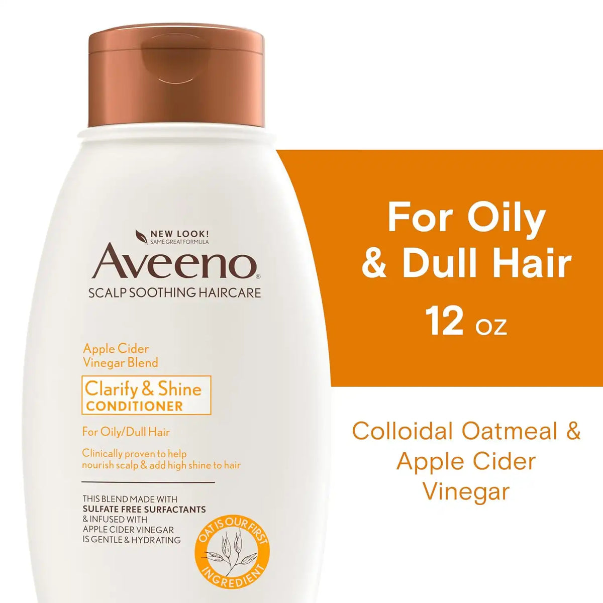Aveeno Apple Cider Vinegar Clarifying Conditioner, 12 Fl Oz (Pack of 4)