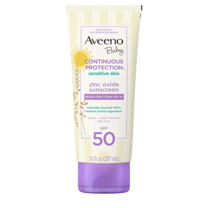 Aveeno Baby Continuous Protection Mineral Sunscreen Lotion SPF 50, 7 Fl Oz (Pack of 12)