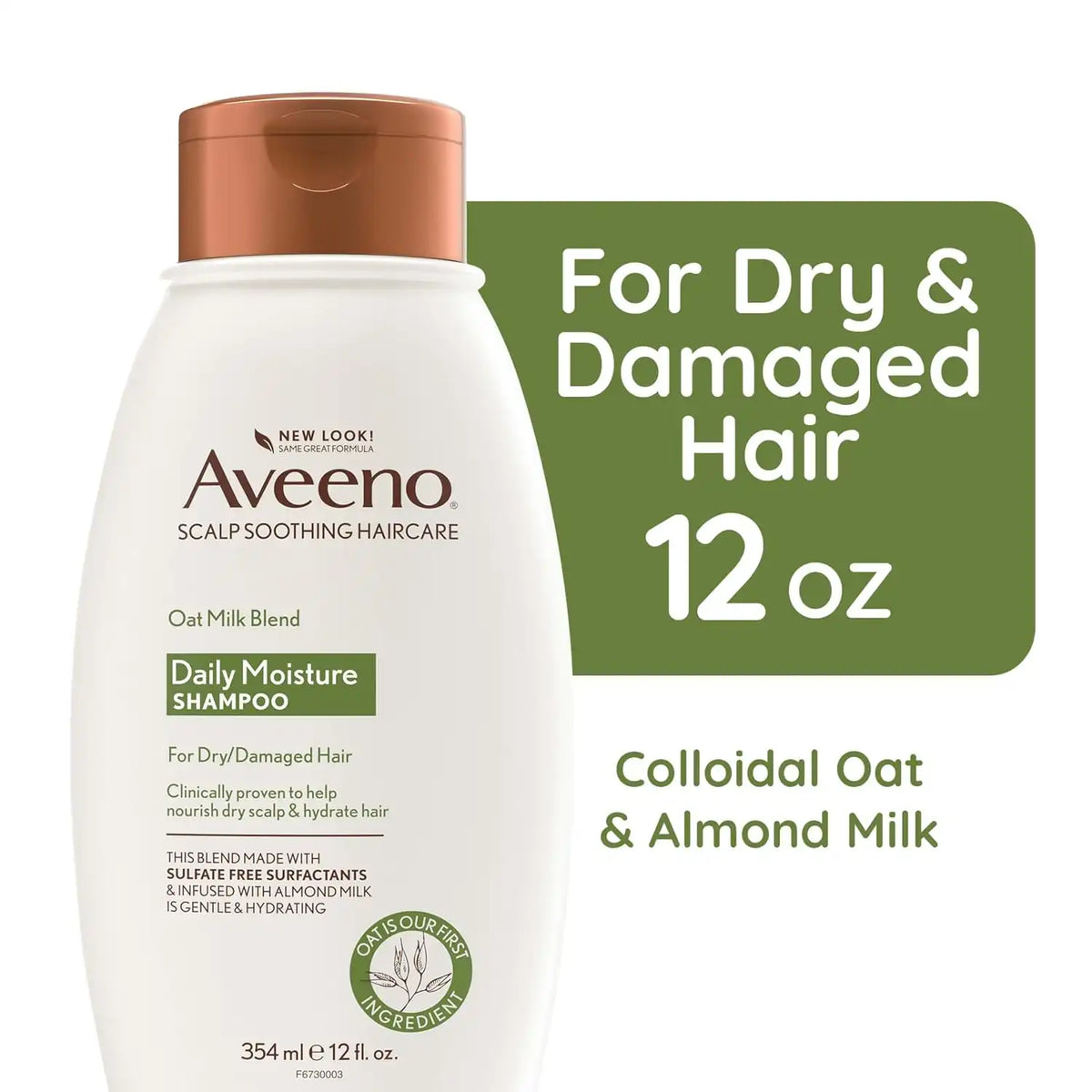 Aveeno Oat Milk Blend Moisturizing Shampoo, For Dry, Damaged Hair, 12 fl oz