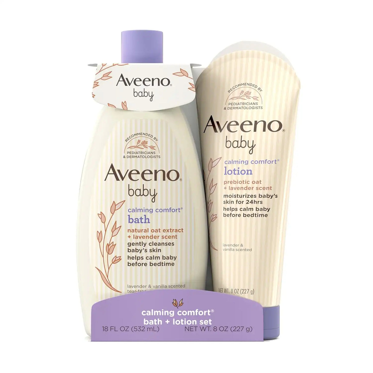 Aveeno Baby Calming Comfort Bath & Body Lotion Set, 2 Items, 1 Count (Pack of 12)