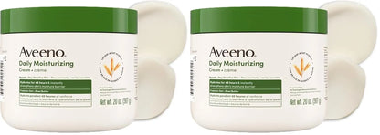 Aveeno Daily Moisturizing Cream with Prebiotic Oat & Shea Butter for Body,Face & Hands Moisturizer Cream,Hydrates Normal to Dry,Sensitive Skin,Fragrance Free,Non-Comedogenic,20 oz,(Pack of 2)