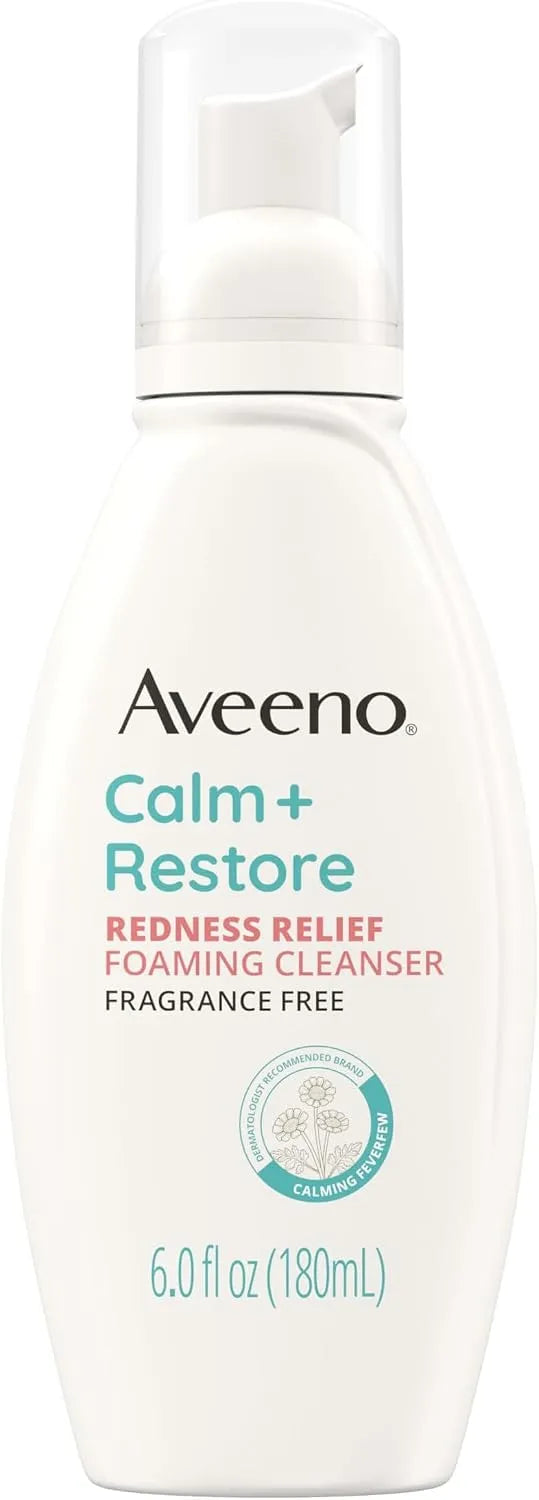 Aveeno Calm + Restore Redness Relief Cleanser, Fragrance Free, 6 Fl Oz (Pack of 12)