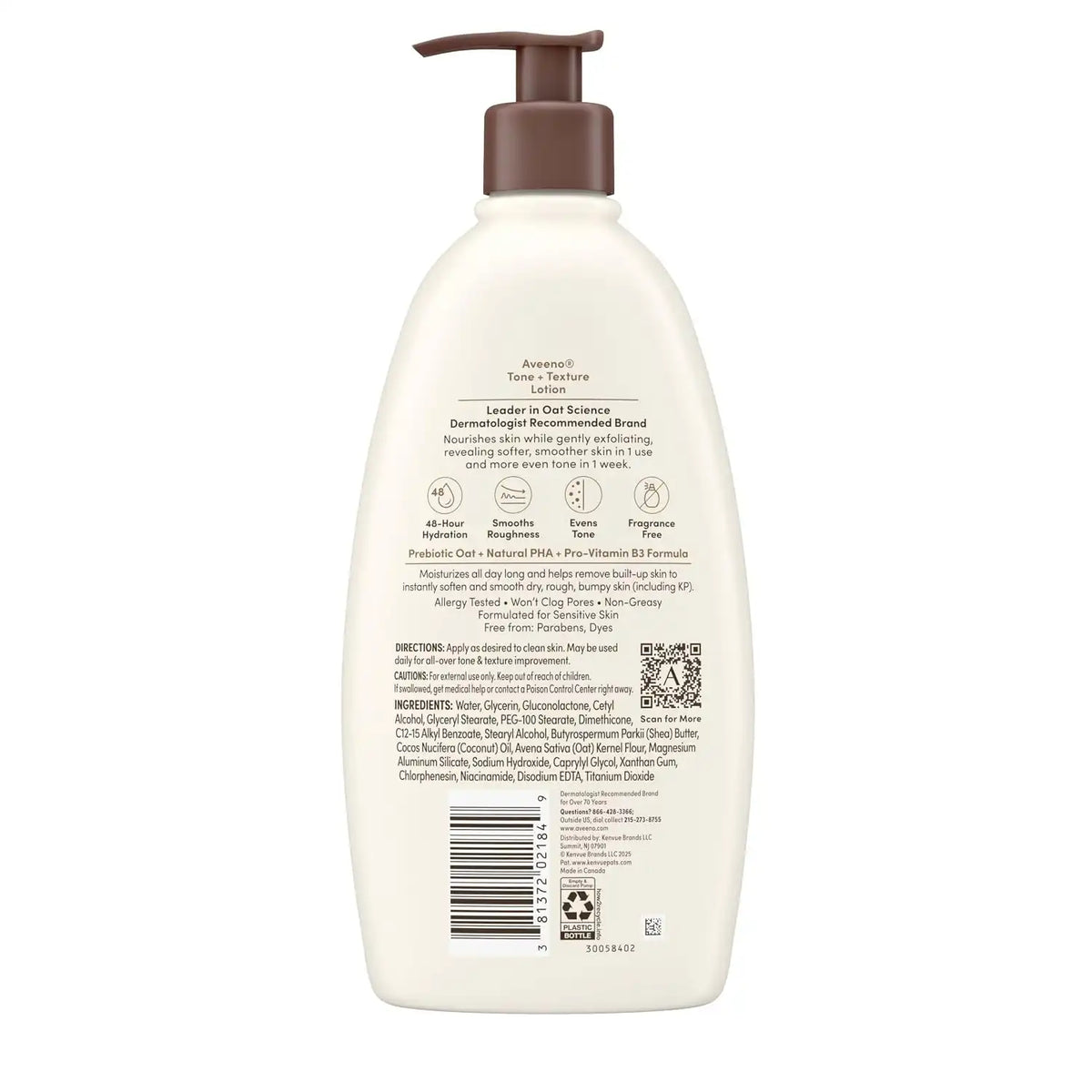 Aveeno Tone + Texture Renewing Body Lotion, Fragrance-Free, 18 fl. oz